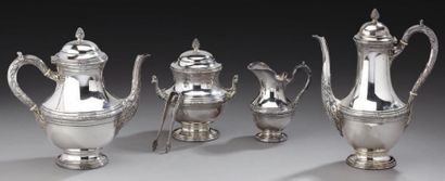 null Service thé café en argent modèle à rubans Louis XVI composé d'une théière,...