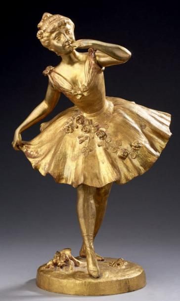 Sylvain KINSBURGER (1855-1935) «Danseuse» Bronze à patine dorée. Haut.: 35 cm
