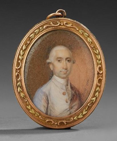 BERRY. Ecole française du XVIIIe siècle Portrait d'homme de qualité en habit de soie...