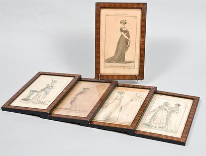 null Cinq petites gravures de mode XIXe siècle