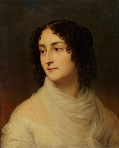 Attribué au baron STEUBEN (1788-1756) Portrait de la Marquise de Cussy Toile. Au...