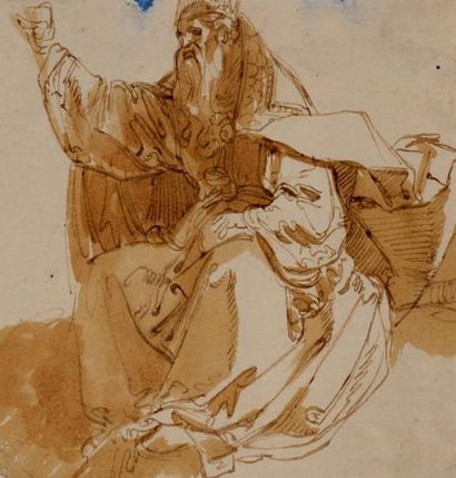 Giuseppe - Bernandino BISON (1762 - 1844) Etude d'un patriarche.Plume, encre brune...