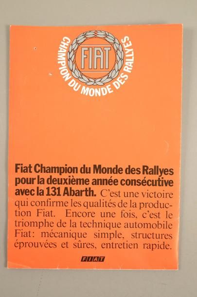 null Affiche/Dépliant FIAT «Champion du Monde des Rallyes avec la Fiat 131 Abarth»...