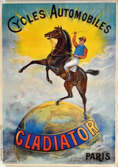 null Affiche CYCLES AUTOMOBILES GLADIATOR Ill. Vigneres - Imp. Chardin 152 x 108...