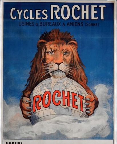 null Affiche CYCLES ROCHET Ill. d'après Chapellier - Pub. Wall - Paris 155 x 112...