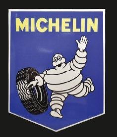 null Plaque émaillée MICHELIN Bibendum H.: 80 cm - L.: 68 cm