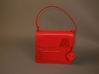 LOUIS VUITTON Sac à main "Squary Op Art" en cuir lisse rouge Collection Automne Hiver...