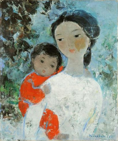 VU CAO DAM ( 1908-2000) Maternité, 1963 Huile sur toile, signée et datée en bas à...