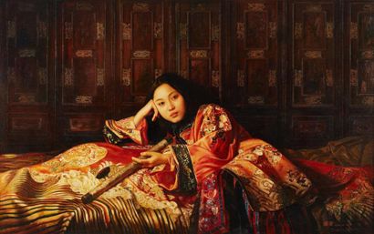 Jiang GUOFANG (né en 1951) The eldest princess, 1995
Huile sur toile, signée et datée...