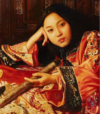 Jiang GUOFANG (né en 1951) The eldest princess, 1995
Huile sur toile, signée et datée...