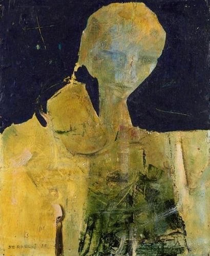 Sid Ahmed ZERHOUNI (né en 1947) Maternité, 1989 Huile sur panneau, signée et datée...