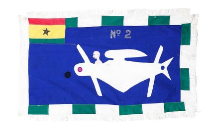 null Drapeau Asafo flag Peuple Fante People - Ghana Appliqué avec franges, au motif...