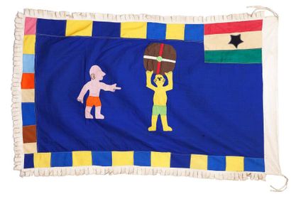 null Drapeau Asafo flag Peuple Fante People - Ghana Appliqué avec franges, au motif...