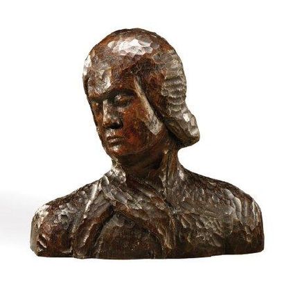 EMILE BERNARD (1868 -1941) Sculpture en bronze à patine brune nuancée rouge figurant...