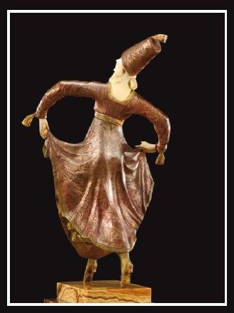 MARCEL BOURAINE (1886-1948) Importante sculpture chryséléphantine en bronze à patine...
