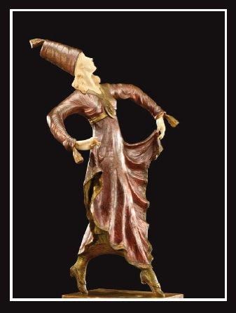 MARCEL BOURAINE (1886-1948) Importante sculpture chryséléphantine en bronze à patine...