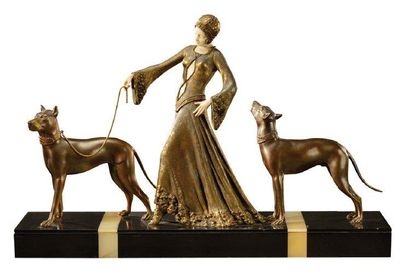 AFFORTUNATO GORY, attribué à Sculpture en ivoirine et régule patiné brun, cuivre,...