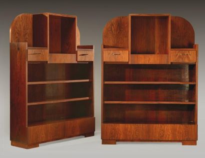 HENRI VAN DE VELDE (1863-1957) Paire de meubles de rangement en placage de palissandre...