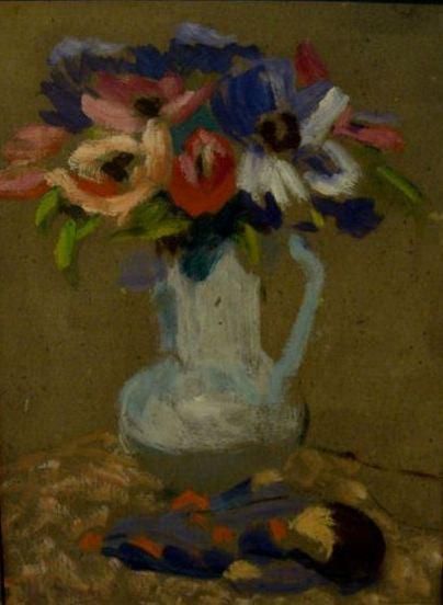 Marthe ORANT (1874-1953) Nature morte aux fleurs Huile sur carton, signée en bas...