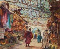 Henri Jean PONTOY (1888-1968) Le marché de Marrakech Huile sur toile, signée en bas...