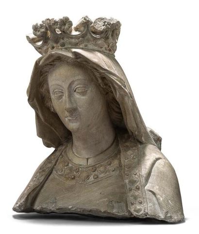 null Buste de Vierge en pierre sculptée. France XVIème siècle