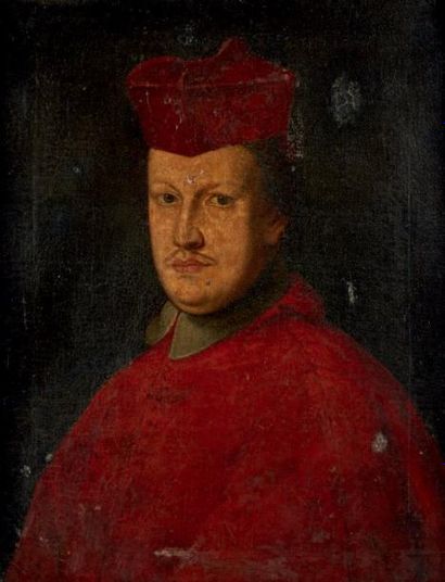 Ecole romaine du XVIIème, suiveur de GAULLI Portrait d'un cardinal Huile sur toile...