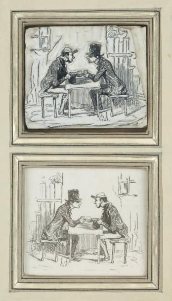 DAUMIER, Honoré (1808-1879) Bois gravé pour l'impression d'une planche, extraite...