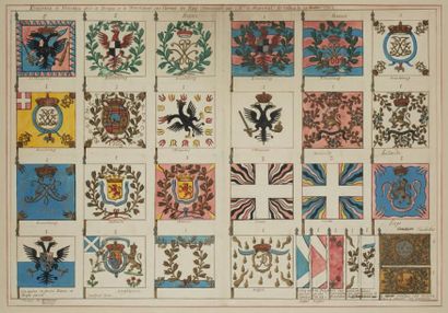 null MILITARIA - Jacques CHEVILLARD (1680-1751) Rare ensemble de 13 aquarelles reproduisant...