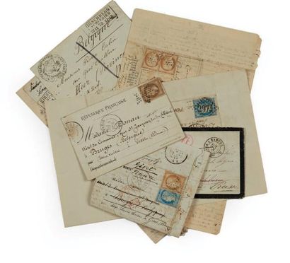 null GUERRE DE 1870-71 Ensemble de six lettres présentant des affranchissements et...