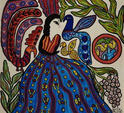 MAHIEDDINE BAYA (1931-1998) Femme-Oiseaux, 1978 Gouache sur papier, signée et datée...