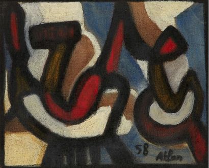 Jean-Michel Atlan (1913-1960) Composition, 1958 Huile sur toile, signée et datée...