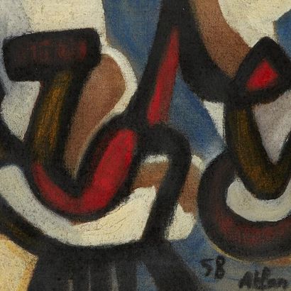 Jean-Michel Atlan (1913-1960) Composition, 1958 Huile sur toile, signée et datée...