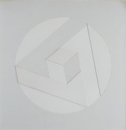 Joël STEIN (né en 1926) Composition en blanc Technique mixte 39.5 x 39.5 cm à vue...