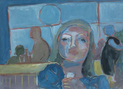 Fikret MOUALLA (1903-1967) Jeune femme Gouache sur papier 24 x 33 cm à vue 91/2 x...