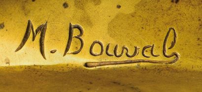 MauRicE BOuVal (1863-1916) Buste en bronze à patine dorée figurant une jeune femme....