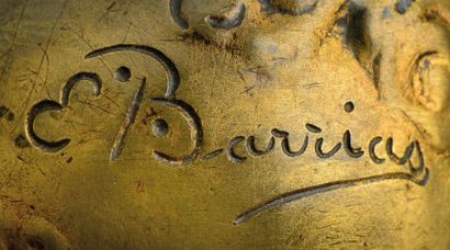 Louis Ernest BARRIAS (1841-1905) «Victoire ailée» Epreuve en bronze à patine dorée...