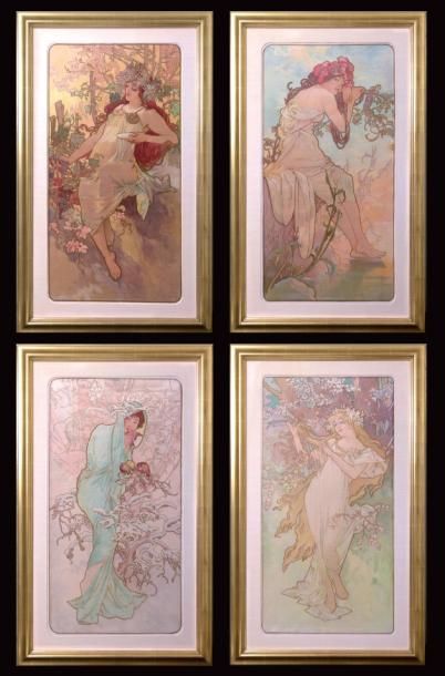Alphonse MUCHA (1860-1939) «Les Quatre Saisons» Rare version de la série des Quatre...