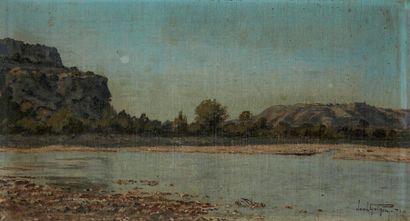 Paul Camille GUIGOU (1834-1871) Paysage méditerranéen, 1871 Huile sur toile marouflée...