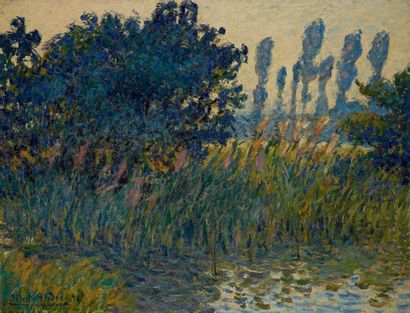 Albert ANDRE (1869-1954) Arbres au bord de l'eau , 1894 Huile sur toile, signée et...