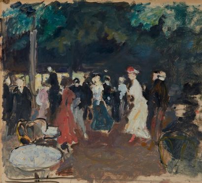Albert ANDRE (1869-1954) Promenade du soir, 1898 Huile sur carton, signée en bas...