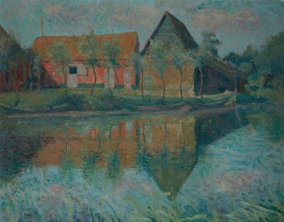 Jules JOETS (1884-1959) La ferme Delattre à Tilque Huile sur toile, signée en bas...