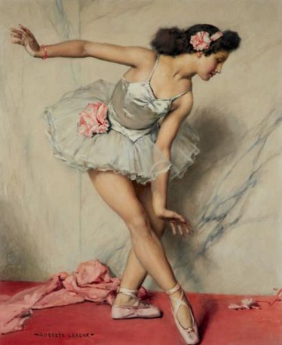 Auguste LEROUX (1871-1954) Ballerine Huile sur toile, signée en bas à gauche 65 x...