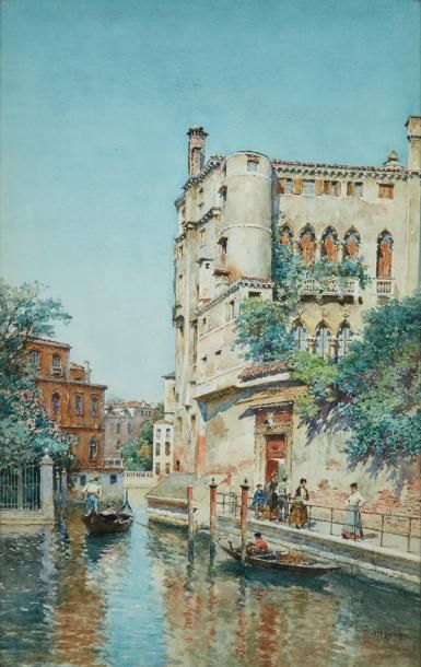 Federico del CAMPO (1837-1927) Vue de Venise Aquarelle sur papier, signée en bas...