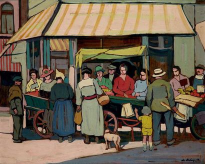 Pierre DE BELAY (1890-1947) Les petites marchandes, angle de la rue Mazarine, et...