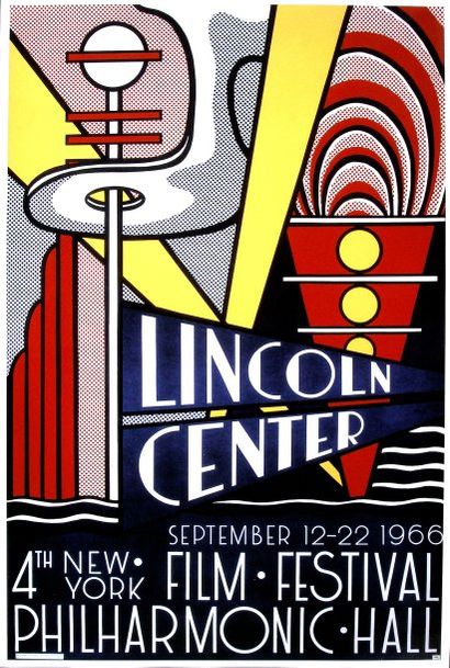 LICHTENSTEIN Roy Lincoln Center Poster offset Non signé 90 x 60 cm Biblio. 1966 CR...