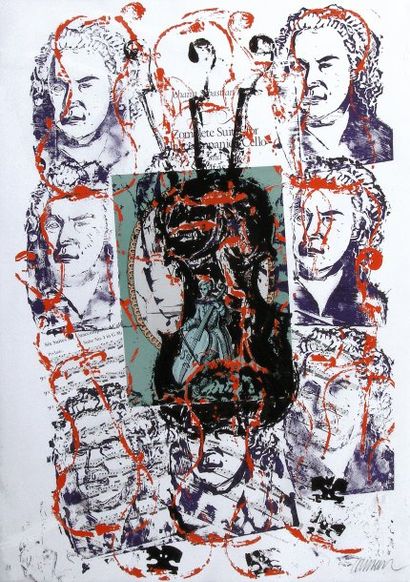 ARMAN (Fernandez) Jean Sebastien Bach Lithographie sur papier SBG, 76 x 56 cm Tirage...