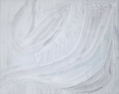 CHARCHOUNE Serge Composition Blanche Gouache sur papier SBD, 32,5 x 40,5 cm