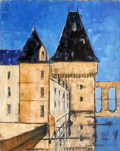 GRATIOULET Renée Château de la Loire Huile sur toile SBD, 61 x 50 cm