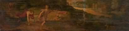 Attribué à Adrien van STALBEMPT (1580-1662) La course d'Hippomène et Atalante Panneau...