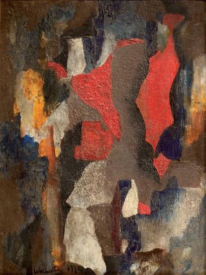 Georges WAKHÉVITCH (1907-1984) «Composition abstraite» Huile sur carton. Signée et...